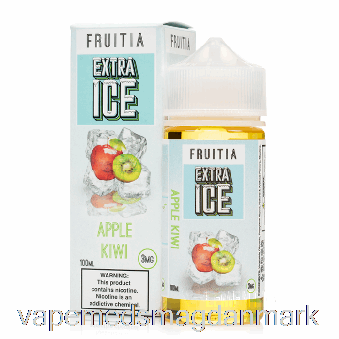 Vape Uden Nikotin æble Kiwi - Ekstra Is - Fruitia - 100ml 6mg